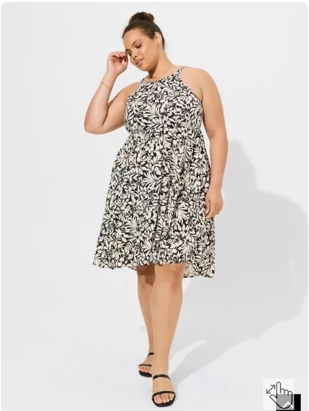 Torrid Black and White Floral Halter A-Line Mini Dress